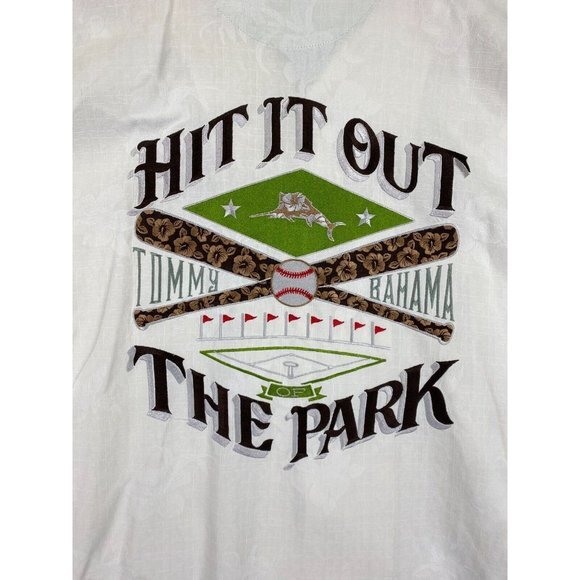 Tommy Bahama Shirt Mens XL White NY Yankees MLB Embroidered Silk Button Up Rare - Picture 9 of 11